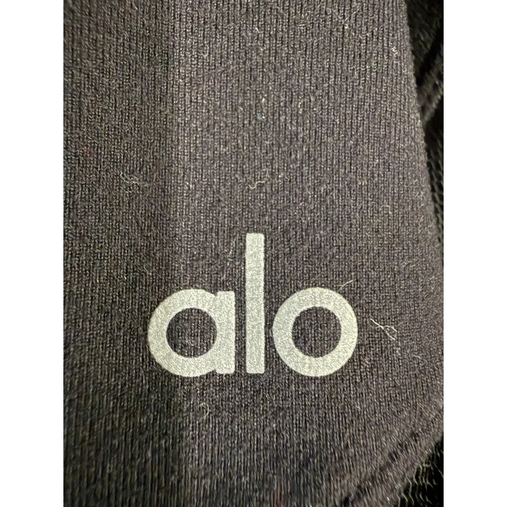 Alo Yoga Womens Black Moto Mesh Inset Capri Leggings High Rise Yoga Pants m